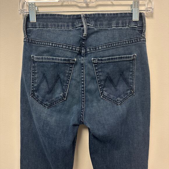 Mother High Waisted Looker Ankle Fray Jeans Moonlust Privateer Dark Wash Casual - Picture 6 of 9